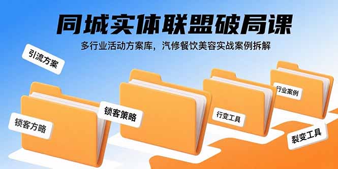 同城实体联盟破局课,多行业活动方案库,汽修餐饮美容实战案例拆解-墨痕微课