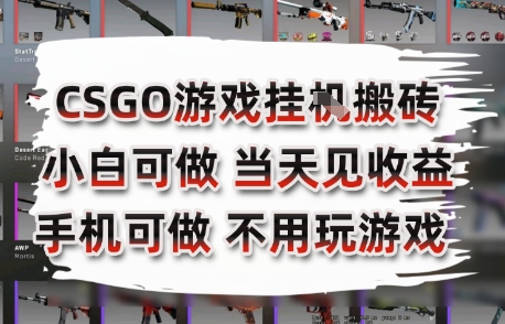 CSGO游戏挂G搬砖,小白纯手机即可操作,不用电脑打游戏,日入3张+,副业网创项目【揭秘】-墨痕微课