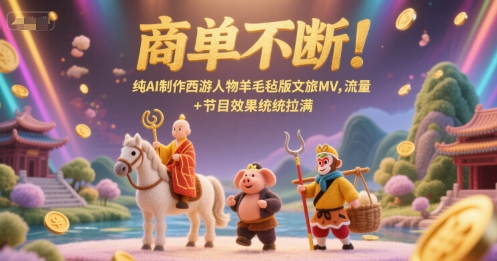 商单不断!纯AI制作西游人物羊毛毡版文旅MV,流量+节目效果统统拉满-墨痕微课