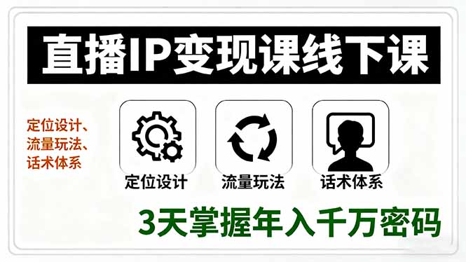 直播IP变现课线下课,定位设计、流量玩法、话术体系,3天掌握年入千万密码-墨痕微课