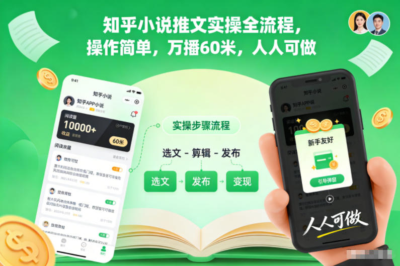 知乎小说推文实操全流程,操作简单,万播60米,人人可做-墨痕微课