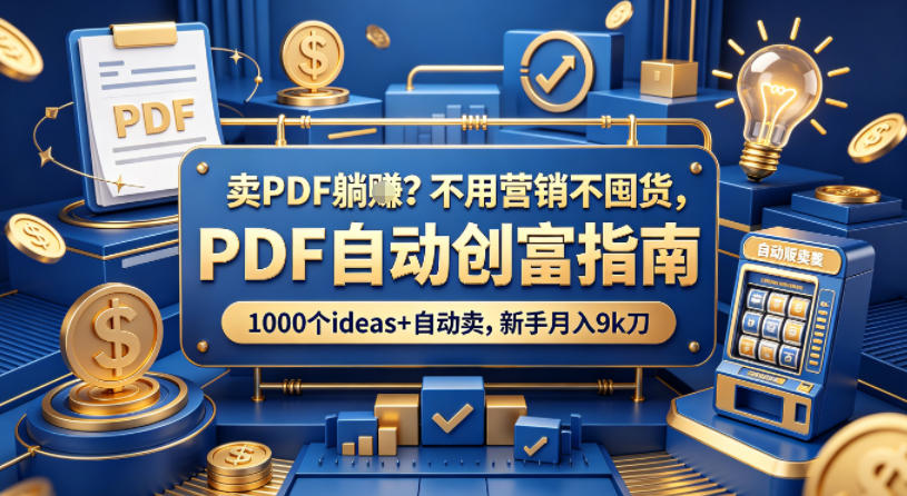 卖PDF躺賺？不用营销不囤货，PDF自动创富指南，1000个ideas+自动卖，新手月入9k刀【原创双语字幕】-墨痕微课