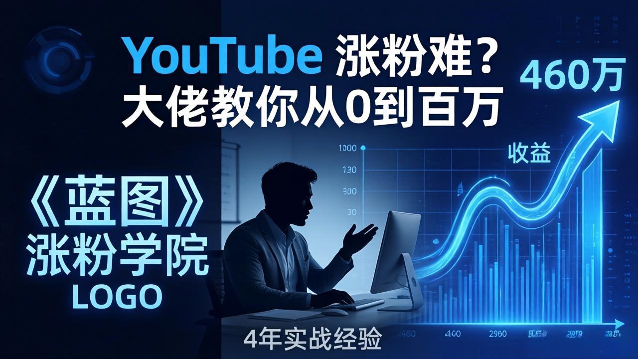 YouTube 涨粉难?《蓝图涨粉学院》:4 年赚 460 万的大佬教策略,从0到百万有路径!-墨痕微课