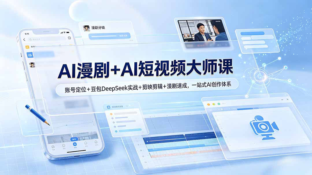AI漫剧+AI短视频大师课：账号定位+豆包DeepSeek实战+剪映剪辑+漫剧速成，一站式AI创作体系-墨痕微课