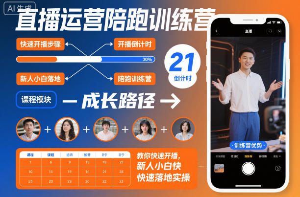 直播运营陪跑训练营，教你快速开播，新人小白快速落地实操-墨痕微课