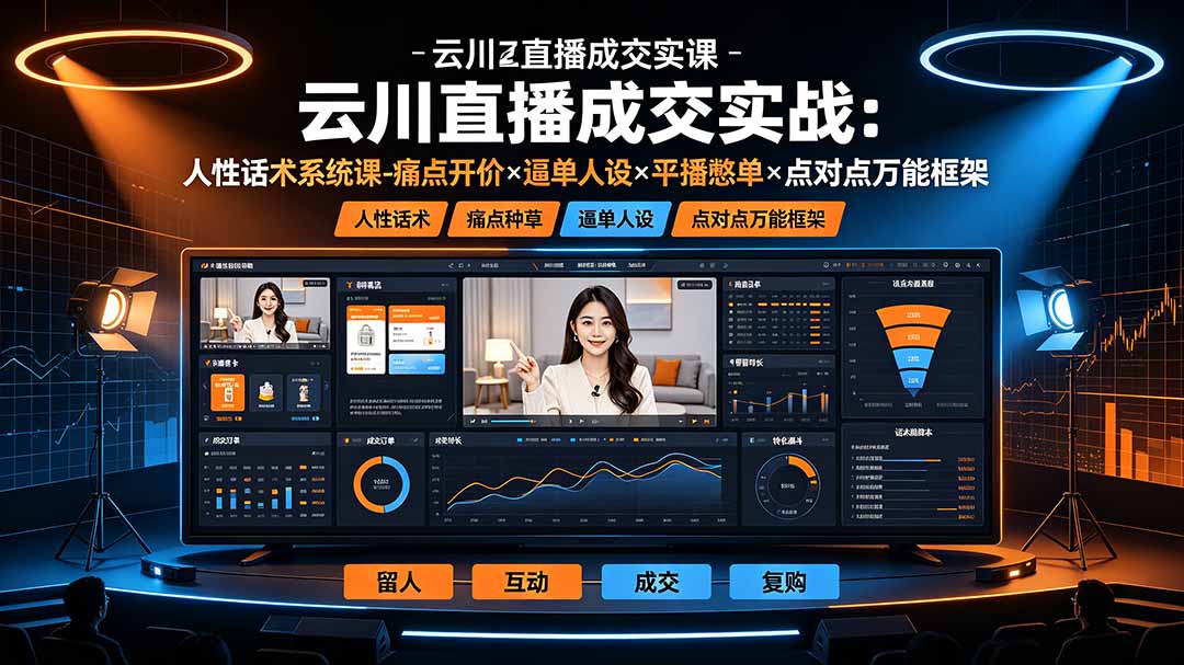 云川直播成交实战:人性话术系统课-痛点种草×塑品开价×逼单人设×平播憋单×点对点万能框架-墨痕微课