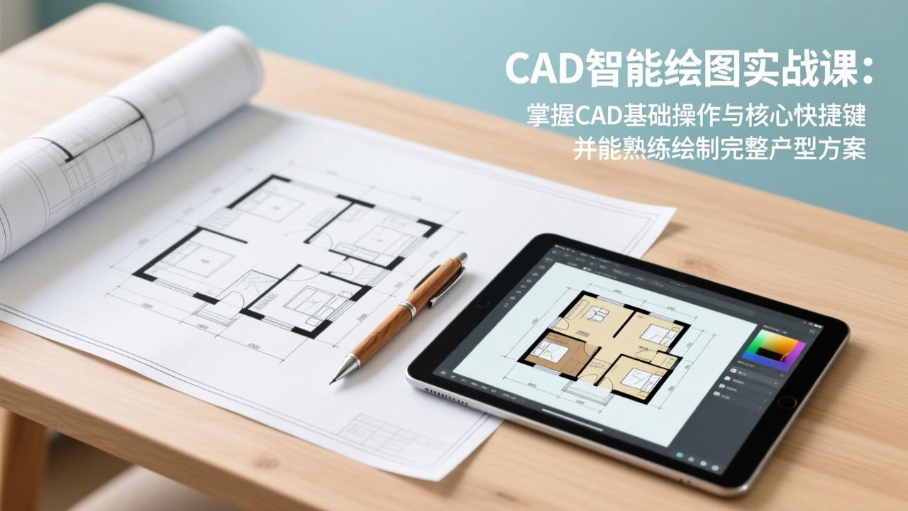 CAD智能绘图实战课：掌握CAD基础操作与核心快捷键，并能熟练绘制完整户型方案-墨痕微课