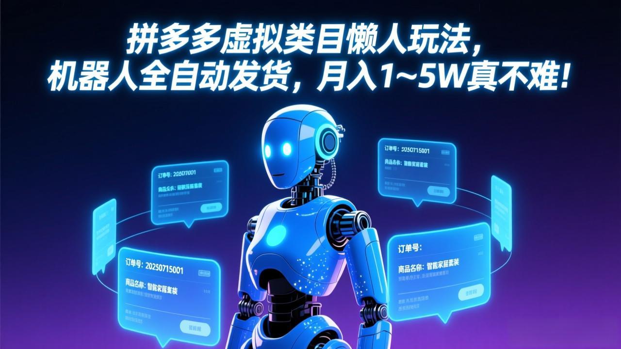 拼多多虚拟类目懒人玩法,机器人全自动发货,月入 1-5W 真不难!-墨痕微课