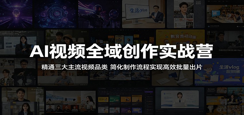 AI视频全域创作实战营:精通三大主流视频品类,简化制作流程实现高效批量出片-墨痕微课