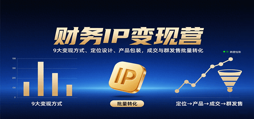 财务IP变现营:9大变现方式、定位设计、产品包装,成交与群发售批量转化-墨痕微课