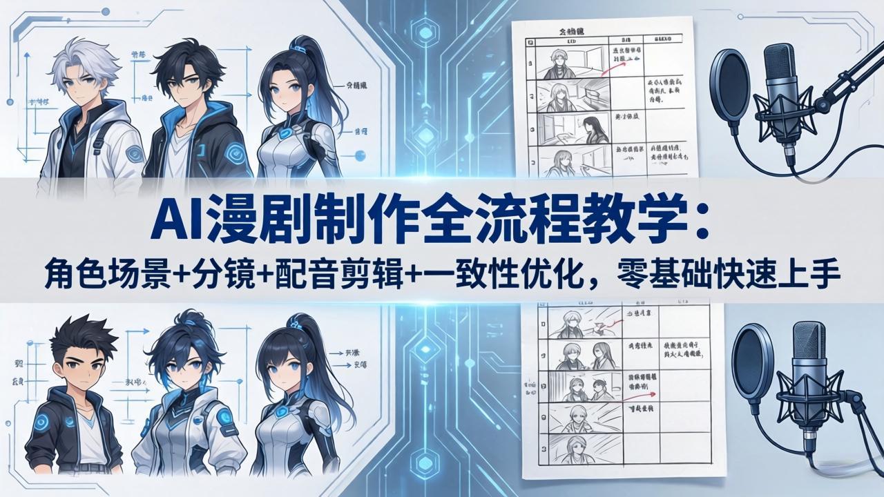 AI漫剧制作全流程教学：角色场景+分镜+配音剪辑+一致性优化，零基础快速上手-墨痕微课