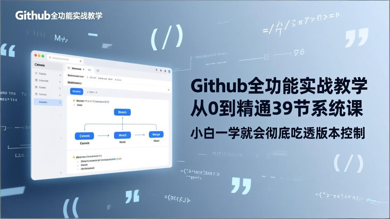 GitHub-全功能实战教学，从0到精通39节系统课，小白一学就会彻底吃透版本控制-墨痕微课