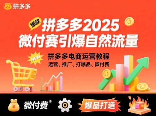 拼多多2025微付费引爆自然流量，拼多多电商运营教程，运营、推广、打爆品、微付费(更新)-墨痕微课