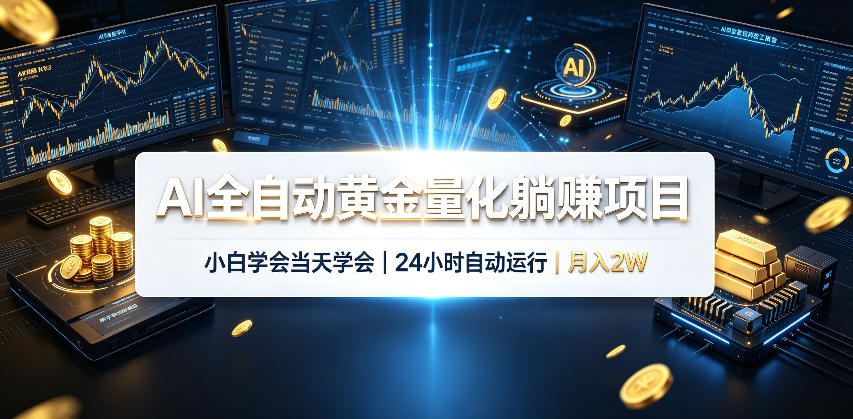 AI全自动黄金量化躺賺项目,24小时自动运行,月入2W!-墨痕微课