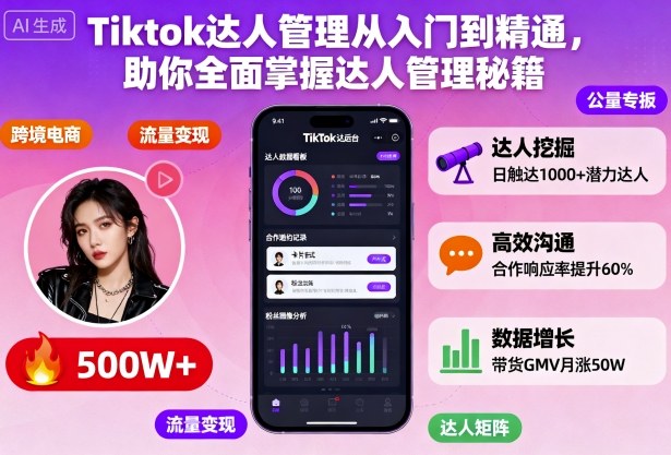 Tiktok达人管理从入门到精通,助你全面掌握达人管理秘籍-墨痕微课