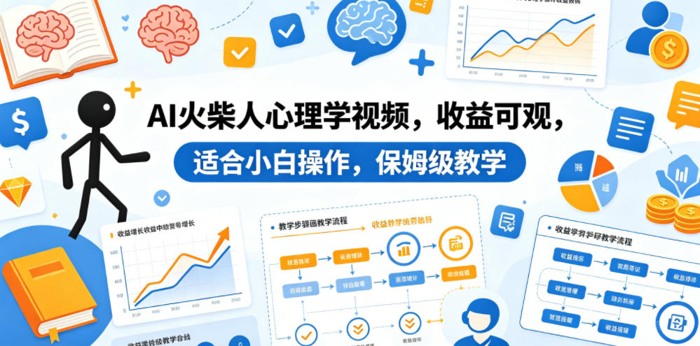 AI火柴人心理学视频，收益可观，适合小白操作，保姆级教学-墨痕微课