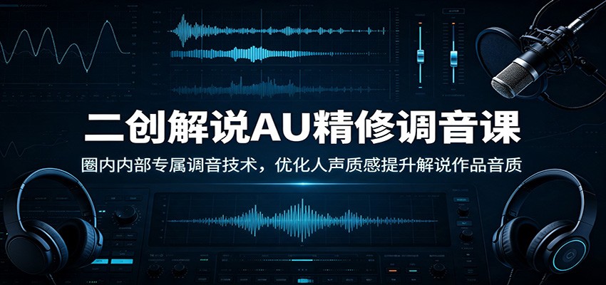二创解说AU精修调音课:圈内内部专属调音技术,优化人声质感提升解说作品音质-墨痕微课