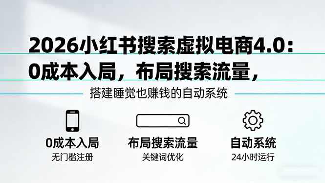 2026小红书搜索虚拟电商4.0：0成本入局，布局搜索流量，搭建睡觉也赚钱的自动系统-墨痕微课