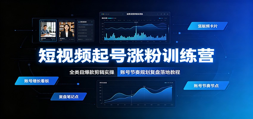 短视频起号涨粉训练营：全类目爆款剪辑实操，账号节奏规划复盘落地教程-墨痕微课