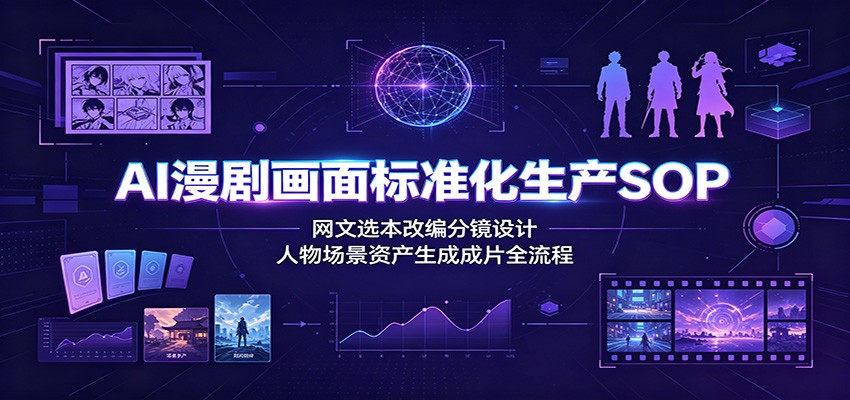 AI漫剧画面标准化生产SOP：网文选本改编分镜设计，人物场景资产生成成片全流程-墨痕微课