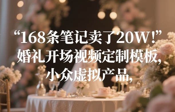 168条笔记卖了20W!婚礼开场视频定制模板,小众虚拟产品-墨痕微课