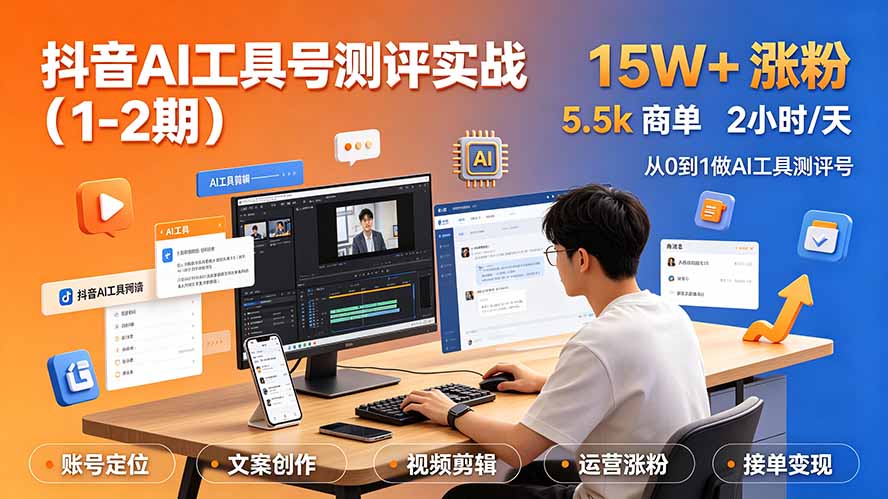 抖音AI工具号测评实战(1-2期-墨痕微课