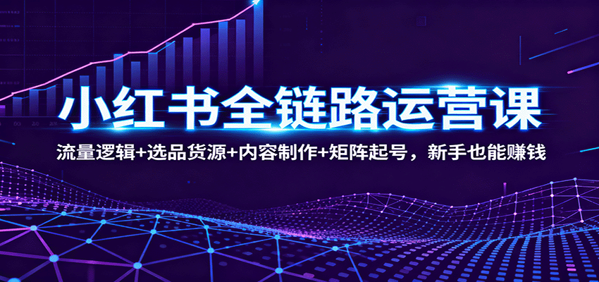 小红书全链路运营课:流量逻辑+选品货源+内容制作+矩阵起号,新手也能赚钱-墨痕微课