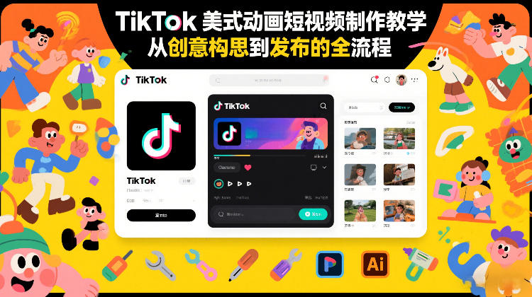 TikTok美式动画短视频制作教学，从创意构思到发布的全流程-墨痕微课