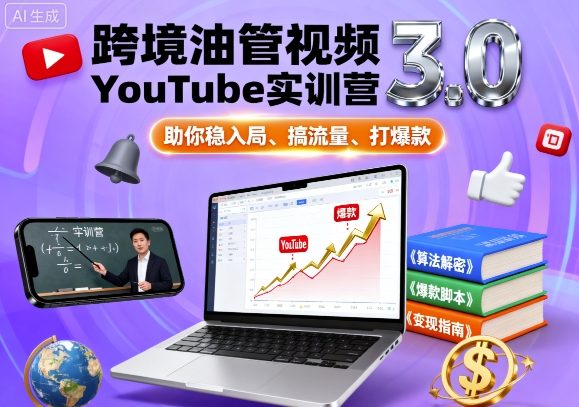跨境油管视频YouTube实训营3.0,助你稳入局、搞流量、打爆款-墨痕微课