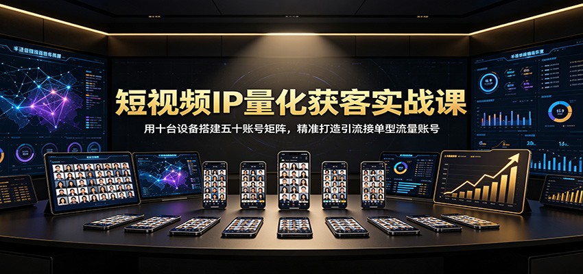 短视频IP量化获客实战课:用十台设备搭建五十账号矩阵,精准打造引流接单型流量账号-墨痕微课