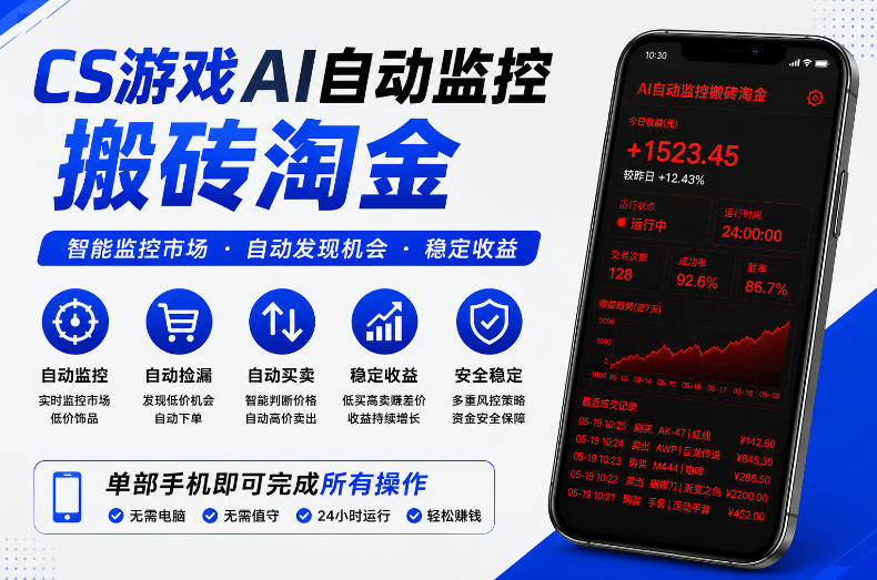CS游戏AI自动监控搬砖淘金,稳定运行多年,支持任何形式验证,日入300+【揭秘】