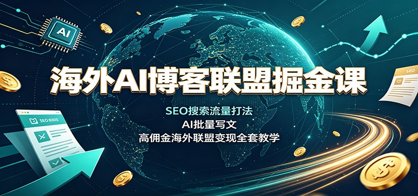 海外AI博客联盟掘金课：SEO搜索流量打法，AI批量写文，高佣金海外联盟变现全套教学-墨痕微课