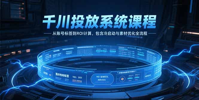 千川投放系统课程,从账号标签到ROI计算,包含冷启动与素材优化全流程-墨痕微课