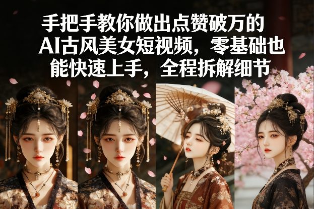 手把手教你做出点赞破万的AI古风美女短视频，零基础也能快速上手，全程拆解细节-墨痕微课