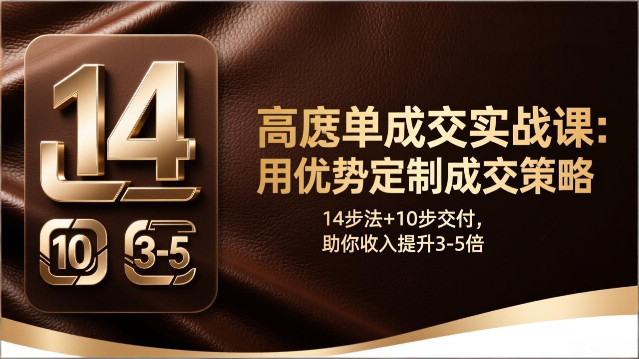 高客单成交实战课:用优势定制成交策略,14步法+10步交付,助你收入提升3-5倍-墨痕微课