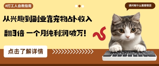 从兴趣到副业靠宠物占卜收入翻3倍一个月纯利润破W-墨痕微课