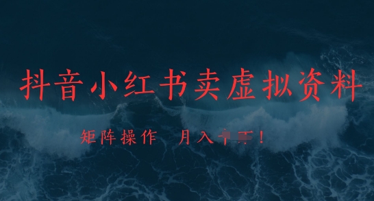 抖音小红书卖虚拟资料,市场需求一直存在,矩阵操作,月入1w+-墨痕微课