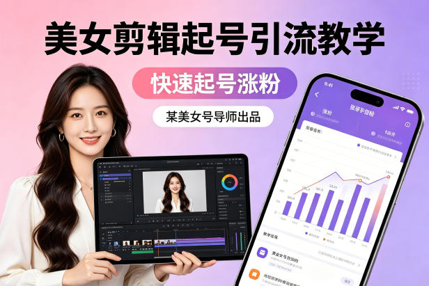 某美女号导师出品:美女剪辑起号引流教学,快速起号涨粉-墨痕微课