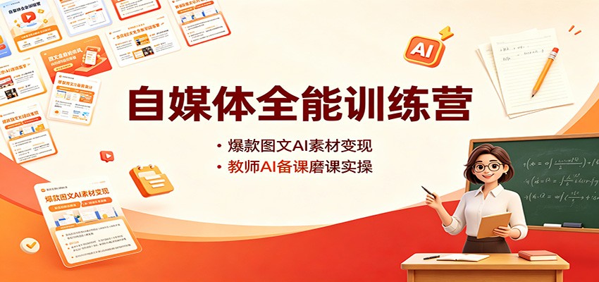 自媒体全能训练营：爆款图文AI素材变现，教师AI备课磨课实操-墨痕微课