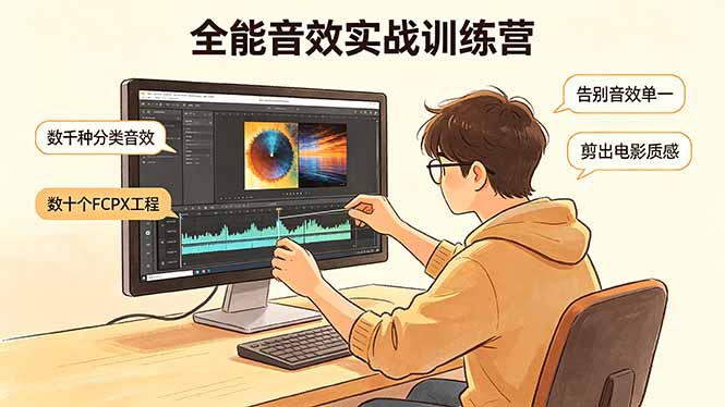 全能音效实战训练营：数千种分类音效+数十个FCPX工程，告别音效单一，剪出电影质感-墨痕微课