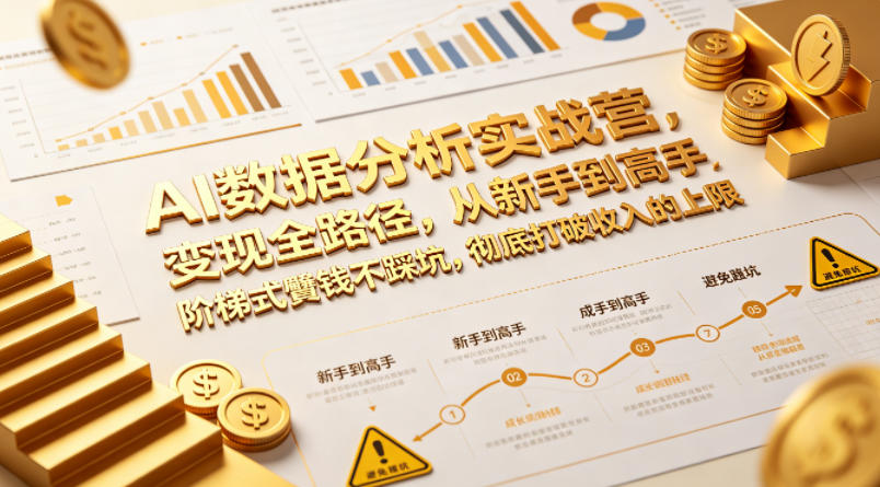 AI数据分析实战营，变现全路径，从新手到高手，阶梯式賺钱不踩坑，彻底打破收入的上限-墨痕微课