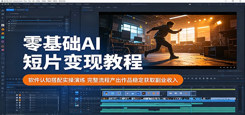 零基础AI短片变现教程:软件认知搭配实操演练,完整流程产出作品稳定获取副业收入-墨痕微课