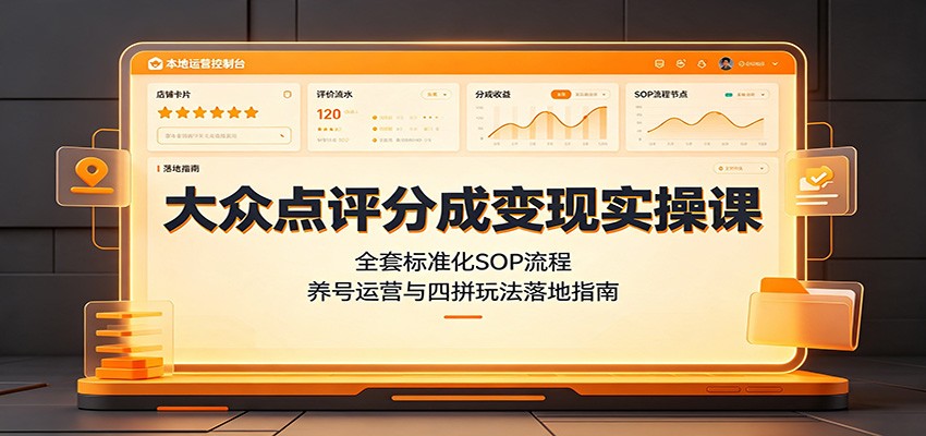 大众点评分成变现实操课:全套标准化SOP流程,养号运营与四拼玩法落地指南-墨痕微课
