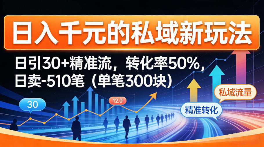 日入千米的私域新玩法:日引30+精准流,转化率50%,日卖5-10笔(单笔300米)-墨痕微课