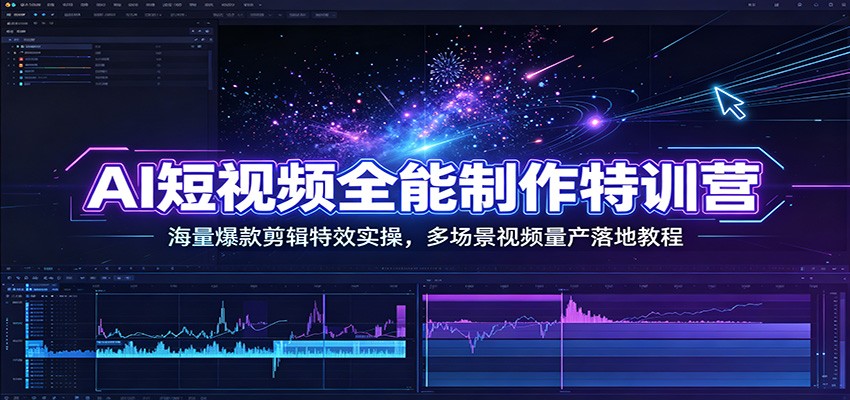 AI短视频全能制作特训营:海量爆款剪辑特效实操,多场景视频量产落地教程-墨痕微课