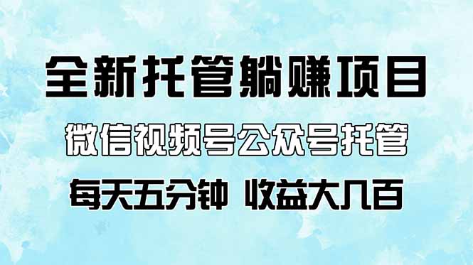 全新托管躺赚项目，微信视频号公众号托管代运营，每天五分钟，收益大几百-墨痕微课