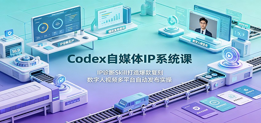 Codex自媒体IP系统课：IP诊断Skill打造爆款复刻，数字人视频多平台自动发布实操-墨痕微课