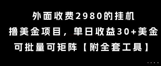 外面收费2980的挂G撸美金项目,单日收益30+美金,可批量可矩阵【揭秘】-墨痕微课