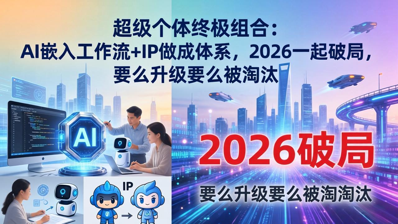 超级个体终极组合：AI嵌入工作流+IP做成体系，2026一起破局，要么升级要么被淘汰-墨痕微课