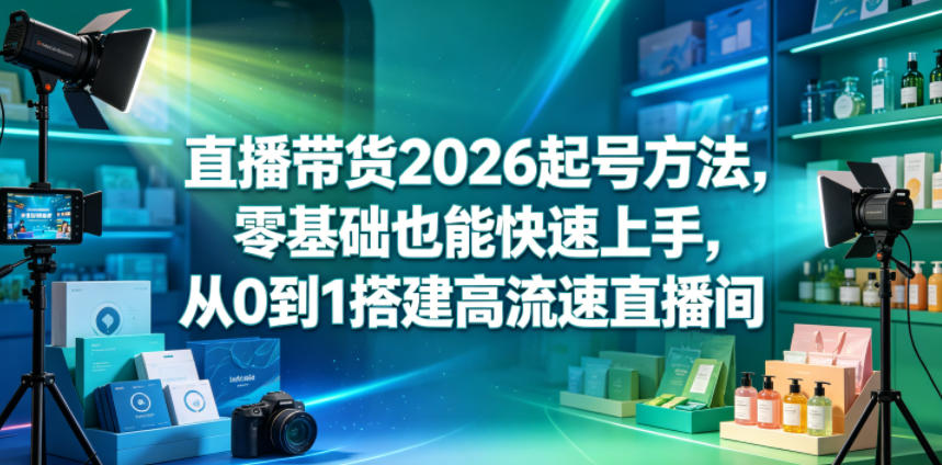 直播带货2026起号方法，零基础也能快速上手，从0到1搭建高流速直播间-墨痕微课